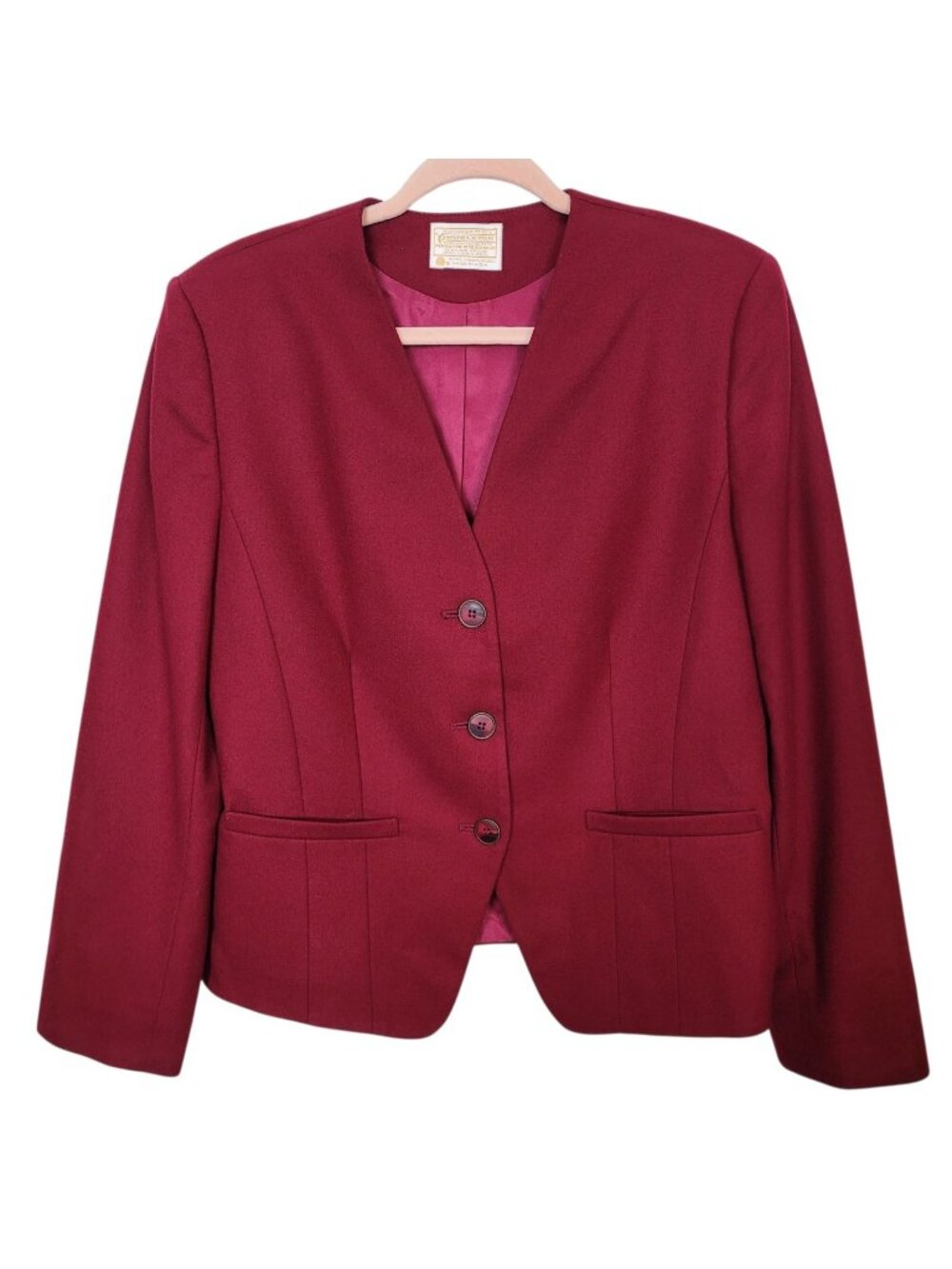 Vintage Pendleton Cherry Red Blazer Jacket Winter Wool Sz 8 Career Professional